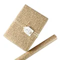 Retro bruin kraft inpakpapier met goudkleurig hartpatroon en cursieve love-tekst detail - 50x70cm / Goud