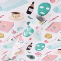 Kleurrijk inpakpapier met huidverzorgings- en bloemenillustraties voor creatieve geschenken - 50x70cm / Masker Koffie