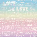 Macro view of holographic laser wrapping paper with rainbow gradient and Love patterns - Rainbow LOVE / 43cm*3m
