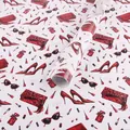 Premium cadeaupapier rol met rode hoge hakken lippenstift en parfum patronen - 50x70cm / Tas en Hoge Hakken
