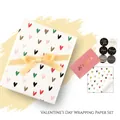 Valentine's Day gift wrapping paper set with colorful heart patterns and ribbon - Multicolor Heart Pattern (Without Sticker) / 50x70cm