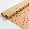 Brown kraft wrapping paper roll with shiny red foil polka dots for Christmas gifts - Christmas Series - Random Dots / 0.43x3m