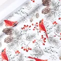 Weihnachts-Geschenkpapierrolle mit Motiven von Rotkardinälen, Zapfen und Beeren - Zapfenvogel