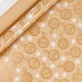 Carta regalo di Natale in kraft marrone con eleganti motivi a fiocchi di neve dorati - Motivo Campana Kraft / 43 cm di Larghezza X 3 m di Lunghezza
