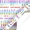 Regenbogen-Goldfolie Happy Birthday Geschenkpapier mit bunten Kerzen Illustrationen - Bunte Bronzierende Kerzen / Einzelne Rolle