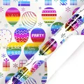Hochwertiges Regenbogen-Folien-Geschenkpapier mit Ballons und Sternen für Geburtstage - Bunte Bronzierende Ballons / Einzelne Rolle