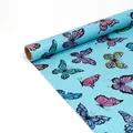 Rotolo di carta regalo laser blu con dei bellissimi motivi a farfalla glitterati - 0.43*3m / Farfalla Sfarfallante