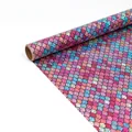 Rotolo di carta regalo olografica con motivo a scaglie di sirena ed effetto glitter - 0.43*3m / Bagliore Scintillante