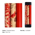 Vintage kraft Christmas wrapping paper roll set with red cardinal bird and patterns - Christmas Combo 2 (SJT00204)