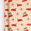 Rol kerstcadeaupapier met motieven van de Kerstman, auto's en fietsen op bruin kraftpapier - Kerstcadeau / 70cmx8m
