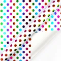 Hochwertiges Geschenkpapierrolle mit lebendigem holografischem Regenbogen-Punktmuster - Bunte Bronzierende Punkte / Einzelne Rolle
