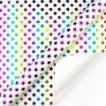 Regenbogen Metallic Stern Geschenkpapier Rolle mit weißem Hintergrund für Geburtstage - Bunter Bronzierender Stern