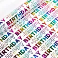 Holografisches Regenbogen Happy Birthday Geschenkpapier mit farbenfroher Typografie - Bunte Goldgeschenke