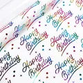 Regenbogenfolie Happy Birthday Geschenkpapierrolle mit bunten Sternen und Punkten - Bunte Goldsegen