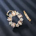 Elegant floral rhinestone brooch with cat eye stones in gold finish for suit decor - Tulip Dual-Purpose Style / Gold Cat-Eye Stone Flower