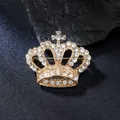 Elegant gold-tone crown brooch featuring sparkling clear rhinestones for women's accessories - Crown Style (XD825308-1) / Gold