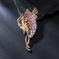 Elegant butterfly brooch with sparkling purple and pink rhinestones on a gold base - Butterfly Style (XD825377-1) / Purple