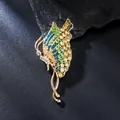 Elegant gold butterfly brooch with vibrant colorful rhinestones for formal suits and dresses - Butterfly Style (XD825377-2) / Colorful