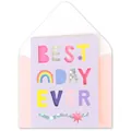 Tarjeta de felicitación colorida Best Day Ever estilo dopamina con sobre rosa claro - Buenos Tiempos (PDS)