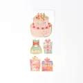 Cute cartoon birthday cake and gift box stickers for festive gift packaging decorations - Birthday Style - Gold Foil Cake