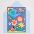 Handgefertigte 3D-Cartoon-Grußkarte mit Blumen und Best Wishes Text für Geburtstage - Gedeihender Garten Stil