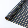 Classic blue checkered kraft wrapping paper roll for vintage handmade gift DIY projects - Blue Plaid / 50*70cm