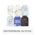 Set of colorful birthday gift tags with gold foil accents for wrapping, 15.5x16cm size - Colorful Time Tags (Pack of 6) / 15.5x16cm