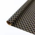 Premium retro black and gold rope pattern kraft wrapping paper roll for elegant gift DIY - Black Grid / 50*70cm