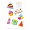 Set of colorful cartoon birthday stickers including cake and balloons for gift box decoration - Accessory Sticker - Birthday Style
