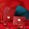 Vintage red Christmas greeting card with gold foil Santa Claus and Merry Christmas text - Santa Claus / 1 Piece