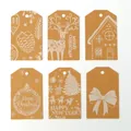 Assorted 6pcs set of kraft paper Christmas gift tags with reindeer and tree patterns - Kraft Paper Christmas 4 (Pack of 6)
