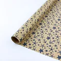 Vintage brown kraft wrapping paper roll with blue nautical anchor and starfish pattern - White Starfish / 50*70cm