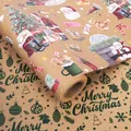 Papel de regalo de Navidad kraft vintage con ilustraciones y texto Merry Christmas - Hogar Acogedor / 10 Metros
