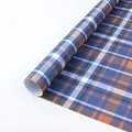 Premium Kraftpapier-Rolle mit blau-orangefarbenem Karomuster für Geschenkverpackungen - Rot und Blau Kariert / 50*70cm