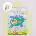 Handgemachte DIY 3D Hubschrauber Grußkarte inklusive grünem Umschlag und Zubehör-Set - Cartoon Hubschrauber Stil