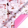 Dubbelzijdig romantisch inpakpapier met bloemen en roze 80g voor Valentijnsdag - Dubbelzijdige Ring / 43cm x 3m