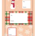 Decorative Christmas snowman and plaid gift label stickers featuring To and From writing spaces - Accessory Sticker - Snowman Plaid