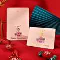 Elegant gold foiled Christmas greeting card featuring Merry Christmas message on red background - Christmas Gift / 1 Piece