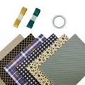 Retro-Kraftpapier-Set mit nautischen und Karomustern, inkl. Bändern und Klebeband - Set 2 (6 Blätter + Zubehör) / 6 Blätter/Packung (Mit Zubehör)