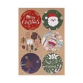 Christmas themed round adhesive stickers with Santa and Merry Christmas designs - Accessory Sticker - Kraft Christmas 1 / Brown