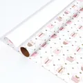 Rosa Geschenkpapierrolle mit romantischen Herz- und Geschenkbox-Mustern für Geburtstage - Gitter Geschenk / 50x70cm