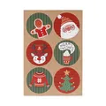 Round Christmas cartoon stickers set on kraft paper with Santa and reindeer designs - Accessory Sticker - Kraft Christmas 2 / Brown