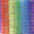 Detailansicht von Regenbogen-Geschenkpapier mit silbernem Happy Birthday Schriftzug - Schillerndes Gold / 0.43*3m