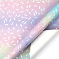 Holographisches Laser-Geschenkpapier mit Farbverlauf und Streuselmuster für Geburtstage - Unregelmäßige Tupfen / 43 cm Breit X 3 m Lang