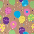 Eco-friendly kraft gift wrapping paper featuring colorful birthday balloon patterns - Balloon Carnival / 43cm*3m