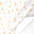 Hochwertiges weißes Weihnachtsgeschenkpapier mit eleganten goldglänzenden Baummustern - Goldfolien-Regenbogenbäume / 0.43x3m