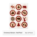 Christmas stickers sheet with red buffalo plaid patterns and rustic designs - Christmas Sticker - Red Plaid / Red
