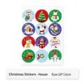 18x13cm sheet of 12 festive Christmas cartoon stickers for holiday gift box decoration - Christmas Sticker - House / Colorful