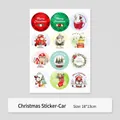 Festive Christmas adhesive sticker sheet with 12 cartoon designs, 18x13cm size for gifts - Christmas Sticker - Sleigh/Car Style / Red