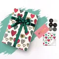 Heart pattern gift wrapping paper set with stickers and ribbons for Valentine's Day - Various Size Hearts Pattern (Without Sticker) / 50x70cm